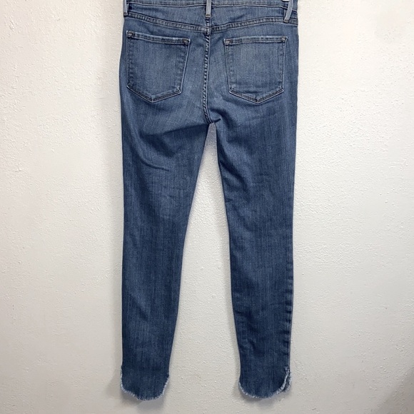 Frame Le Skinny de Jeanne Medium Wash Mid Rise Distressed Raw Edge Jeans 4946 - Picture 5 of 8